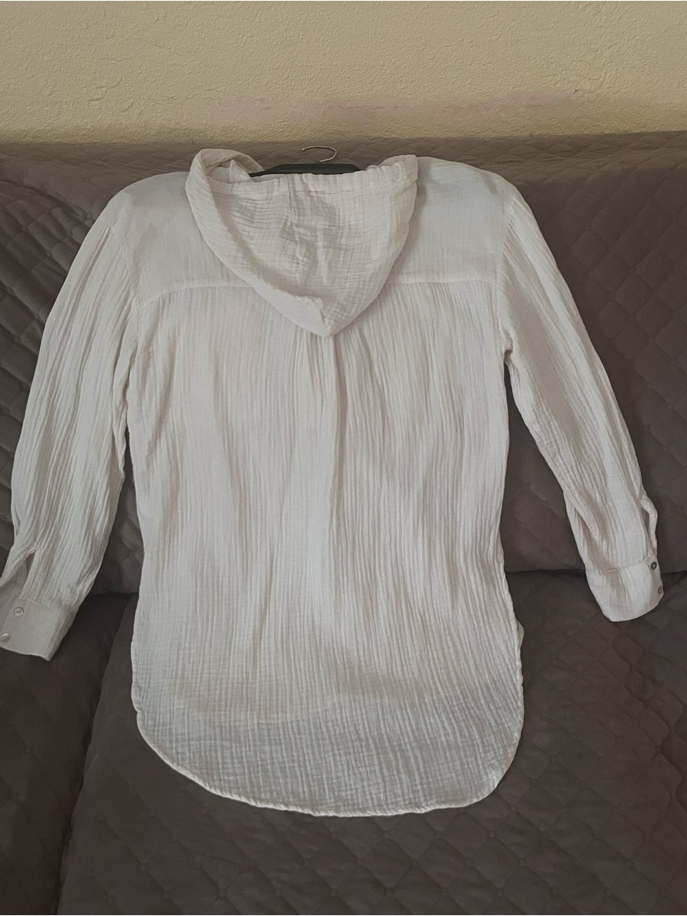 l*space Cream Hooded Gauze Tunic Top